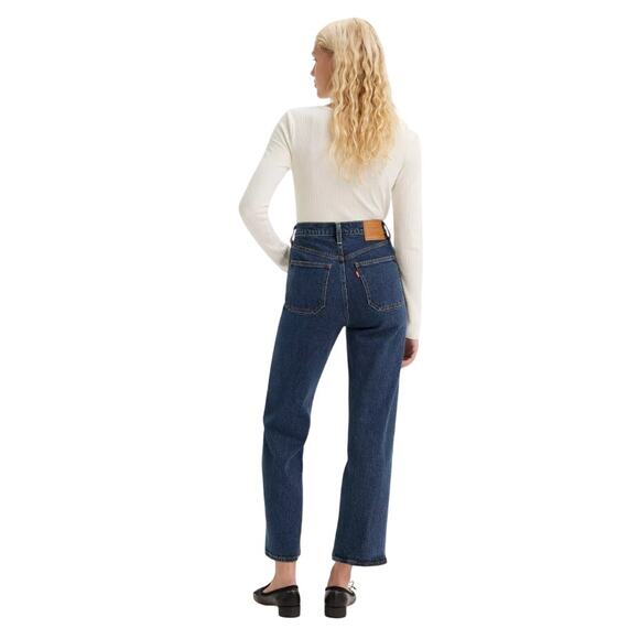 Levi's Blue From a Dream Dark Wash Ribcage Straight Ankle Jeans - Picture 2 of 12
